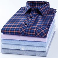 Chemises de Bureau Habillées à Carreaux en Flanelle 100 % Coton à Manches Longues pour Hommes Grande Taille, Personnalisables avec Logo