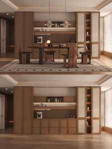 Armoire en bois moderne modulaire et peu encombrante sur mesure pour chambre à coucher, salon et cuisine - Styles de décoration variés - Product Image 2