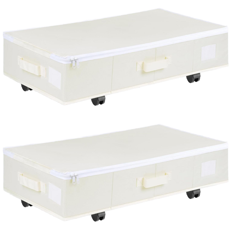 Wheels Underbed Storage Fabric Foldable Cloth