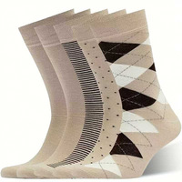 Chaussettes mi-mollet en coton tricotées, respirantes, à motifs Argyle, pois et rayures, couleur beige neutre, pour hommes et femmes, personnalisables avec logo OEM ODM, vente en gros