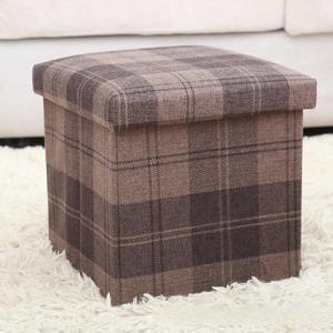 Cube pouf de rangement pliant en tissu de lin 38*38*38cm repose-pieds carré siège repose-pieds tabouret - Product Image 5