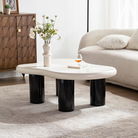 Table basse moderne créative en forme de nuage blanc avec panneau en bois irrégulier pour salon, meubles de maison