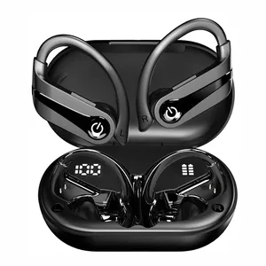 BT 5.3 Sports Earbud in-ear Headphones LED Power Display Wireless Earbuds for Workout Gaming with Earhooks