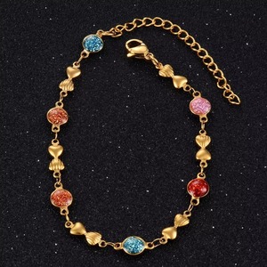Bracelet en émail multicolore pour femme, chaîne de main en acier inoxydable, bijou de luxe mignon et romantique avec extension de 3 mm - Product Image 6