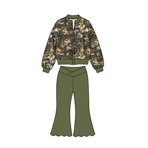 Ensemble de survêtement personnalisé pour filles, 2 pièces, imprimé camouflage, veste à fermeture éclair à manches longues, pantalon, tenue de sport respirante - Product Image 4