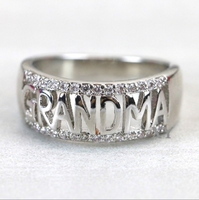 AAA14 Trendige Gravierte Großmutter-Ringe als Weihnachtsgeschenk für Frauen Roségold-Plattiert mit Kleinen Diamanten Besetzter Legierungsring