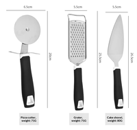 Ensemble de 10 ustensiles de cuisine en acier inoxydable avec poignée en PP, coupe-pizza, éplucheur, cuillère à glace, outils de cuisson