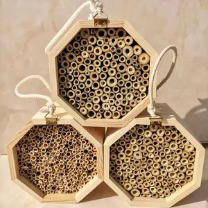 Environmentally Sustainable Use Of Wood Insect Bee House Natural Wood Insect Hotel Shelter Garden Nest Boxes