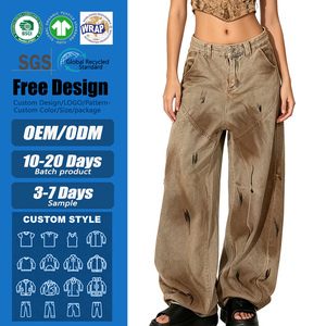 <span class=keywords><strong>Jeans</strong></span> Baggy Stampati Effetto Sbiadito 100% Cotone da <span class=keywords><strong>Uomo</strong></span>, Vestibilità Larga, Effetto Sporco, Denim Lavato, Gamba Larga, Modello Barrel Balloon, <span class=keywords><strong>Jeans</strong></span> da Donna - Product Image 1