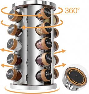 ชั้นวางเครื่องปรุงหมุนได้ 360 องศา วัสดุไม้ไผ่ พร้อมขวดเครื่องปรุง 20 ขวด - Product Image 5