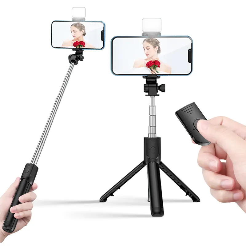 Uitschuifbaar Led Selfie Light Selfie Stick Statief Met Draadloze Afstandsbediening En Statief Stand Selfiestick
