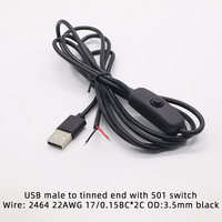 5V USB 2.0 Stecker auf 301-Tastenschalter 2m PVC Reinkupfer Verlängerungskabel für LED-Lichtstreifen Computer 3A Schnellladung