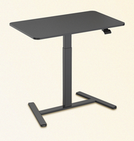 Bureau debout Mobile de levage pneumatique réglable en hauteur Table mobile à une jambe Table de bureau à roues à colonne unique