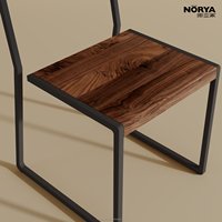 Chaise de salle à manger NORYA en noyer massif, style minimaliste italien, chaise latérale de luxe industrielle avec structure métallique flottante pour salle à manger