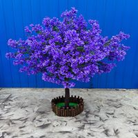 Pohon Bunga Sakura Buatan Warna Ungu untuk Dekorasi Pintu Masuk Rumah, Pohon Bunga Sakura Palsu dengan Bubuk Batu