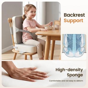 Chaise de cuisine pour enfant <span class=keywords><strong>avec</strong></span> <span class=keywords><strong>dossier</strong></span>, sangles réglables, siège <span class=keywords><strong>rehausseur</strong></span> portable de voyage pour bébé, coussin <span class=keywords><strong>rehausseur</strong></span> en mousse à mémoire de forme - Product Image 4