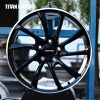 Jantes forgées TITAN FORCE 20x9 20x10.5 pouces 5x112 5x130 Noir brillant avec bord usiné compatibles Mercedes ML63 SL550 G Wagon CL500 E350