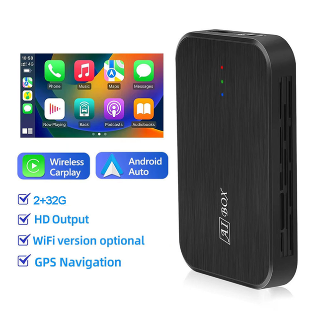Android Auto Car Play Intelligent Voice Dongle GPS Wireless Carplay AI Box Adapter With Built in Netflix YouTube Support TF Card