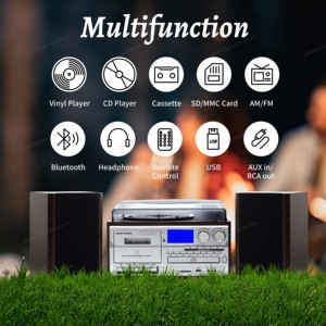 <span class=keywords><strong>Lecteur</strong></span> de disques vinyles rétro tout-en-un avec USB, <span class=keywords><strong>CD</strong></span>, radio AM/FM, <span class=keywords><strong>Bluetooth</strong></span>, <span class=keywords><strong>lecteur</strong></span> de disques vinyles, ventes chaudes en Europe - Product Image 6