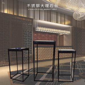 Stainless Steel Marble <b>Table</b> Rectangle Modern Minimalist <b>Decorative</b> Base For Home Entryway Floor Sculpture - Product Image 1