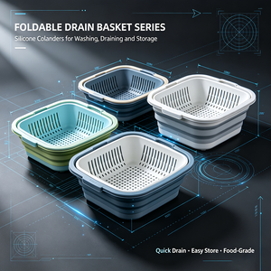 <b>Collapsible</b> Silicone Colander Foldable Drain <b>Basket</b> For Kitchen Fruit Vegetable Washing - Product Image 2