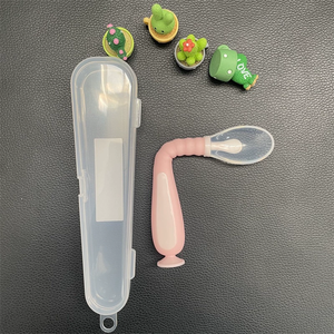 La cuchara de succión de silicona sin BPA se puede doblar 360 ° con caja de almacenamiento <span class=keywords><strong>para</strong></span> bebés pequeños que alimentan la vajilla de comedor - Product Image 3
