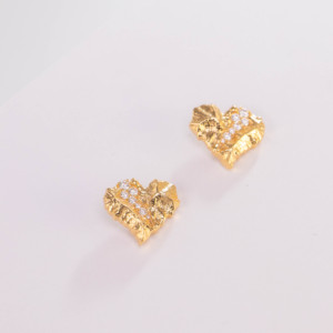 Pendientes de Botón con Diseño de Corazón Chapados en Oro de 18k, Estilo Hip Hop, para Mujer - Product Image 5