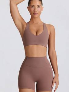 女性用ピーチヒップハイウエストスポーツトレーニングショーツヌードタイト通気性フィットネス3/4パンツヒップリフティングヨガショーツ - Product Image 5