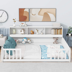 2025 Modern Pine Baby Playpen Durable Solid Wood White Toddler <strong>Bed</strong> with Playground <strong>Enclosure</strong> 100*200cm - Product Image 2