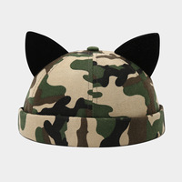 Gorro de Algodón Premium con Orejas de Gato, Estilo Moderno, Camuflaje, Sin Borde, Tipo Yuppie Duke, Gorro de Primavera con Diseño de Calavera, Personalizable con Logotipo