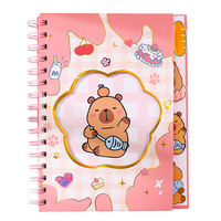 Carnet à spirale rigide A5 Yichen NT003 le plus vendu, 96 pages, avec pages de séparation à motif de dessin animé et design estampé or à fenêtre