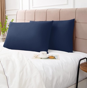 Taies d'oreiller en coton tissé 100% doux et lisse, fermeture à rabat, motif végétal, style uni, pour la maison et l'hôtel, bleu marine, 20x30 pouces, vente en gros - Product Image 6