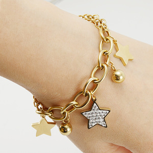 Zogxin Star Charm Bracelet Gold Plated Rhinestone Pendant Women Fashion Jewelry Gift - Product Image 4