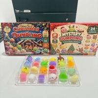 Calendrier de l'Avent de Noël DIY, Boîte Mystère 12 ou 24 Jours, Boîte à Presser en Caoutchouc Souple, Jouet Squishy Miniature Mignon en Forme de Ravioli, Calendrier de Compte à Rebours
