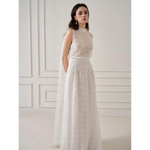 เสื้อผ้าแฟชั่นผู้หญิงคุณภาพสูงชุดเดรสผู้หญิงหรูหรามีผ้าพันคอลายลูกไม้ลาย Zuka ชุดเดรสยาวติดกับแผงด้านหลัง - Product Image 4