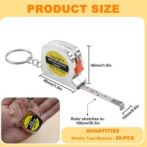 Promotional 3ft <b>Mini</b> Tape Measure with Keychain Custom Brand Logo Retractable Small Measuring Tool for USA Trade Shows - Product Image 2