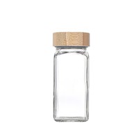 Bocal en verre pour épices, avec couvercle en bois d'acacia, pour la cuisine, le sel, le cumin, le poivre, rangement, lavage à la main, design tendance