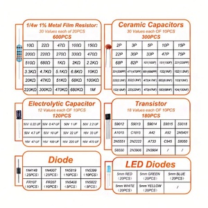 Kit de 6 tipos de componentes: Resistencias, condensadores de electrolisis, triodos, diodos, LED To-92, componentes electrónicos mixtos para reparación y experimentación DIY - Product Image 2