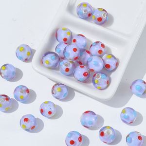 Popular 12Mm Color Polka Dot Glass Bead Diy Perforado Material redondo Cuentas Pendiente Colgante Ornamento - Product Image 3