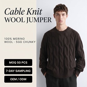 Suéter de <span class=keywords><strong>lana</strong></span> grueso de punto trenzado personalizado de manga larga con cuello redondo para hombre, jersey de punto para hombre, suéteres de invierno para hombre, suéter para hombre - Product Image 1