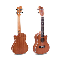 Ukulélé Cutaway Mat en Contreplaqué Sapele de Haute Qualité Surpass Music, 24/26 Pouces, Guitare à Quatre Cordes