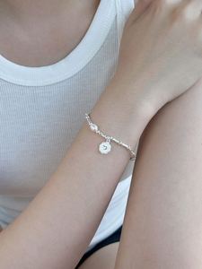 Dylam Stylish Fashion Fine Jewelry Women 925 Sterling Silver Rhodium Plated Bamboo Joint Chain <b>Bead</b> Circle Pendant <b>Bracelets</b> - Product Image 2