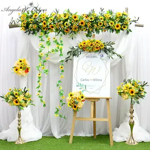 Custom 1set Sunflower Yellow Artificial Flower Wedding Backdrop Decor Party