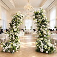 Décoration personnalisée pour mariage bohème, fournitures pour événements, thème automne, fleurs artificielles en soie, 2 arrangements floraux, arche florale en forme de corne