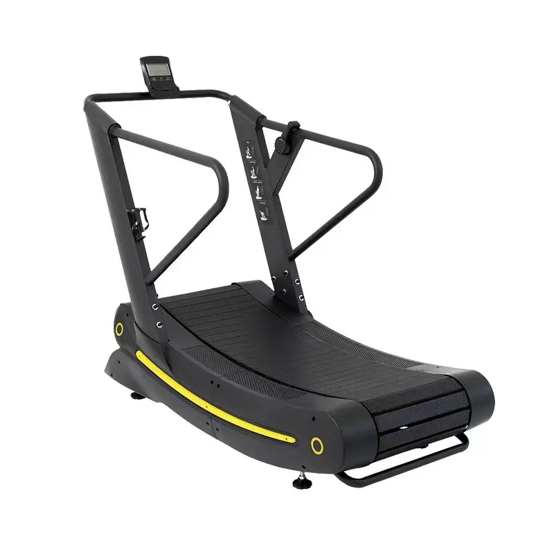 Low Noise Smoothly Self Generating non-motorized running machine curved manual treadmill