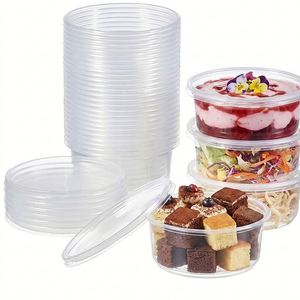 Contenants jetables transparents en PP de 8 oz avec couvercles, compatibles micro-ondes et congélateur, petites boîtes à emporter pour yaourts et aliments cuits - Product Image 1