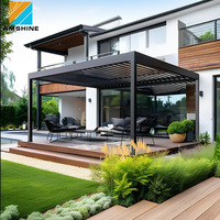 7m x 4m Pergola Motorlu Veranda Su Geçirmez Bahçe Mobilyası Açık Hava Çatı Panjurlu Kamelya Alüminyum Biyoklimatik Kanada'ya