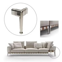 Canapé modulaire en tissu en forme de L de luxe nordique 3 places avec fonction inclinable, pieds en acier inoxydable, structure en bois