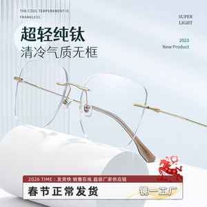 Monturas de Gafas sin Aro Danyang 71204, Titanio Puro Ultraligero 6g, Estilo Rectangular Unisex - Product Image 4