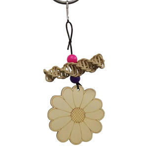 Venta caliente transfronterizo ratán tejido pájaro juguete madera flor floreciente con cuero loro morder juguete Color al azar - Product Image 2